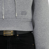 Cropped Structured Hoodie In Grey Marl