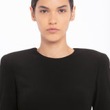 Long Sleeve Fitted T-Shirt Dress In Black