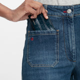 Envelope Card Holder In Midnight Blue Croc Embossed Leather