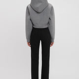 Cropped Structured Hoodie In Grey Marl