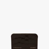 Envelope Card Holder In Espresso Croc Embossed Leather