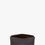 Envelope Card Holder In Espresso Croc Embossed Leather