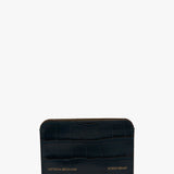 Envelope Card Holder In Midnight Blue Croc Embossed Leather