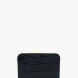 Envelope Card Holder In Midnight Blue Croc Embossed Leather