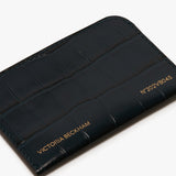 Envelope Card Holder In Midnight Blue Croc Embossed Leather