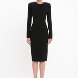 Long Sleeve Fitted T-Shirt Dress In Black
