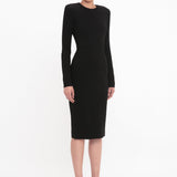 Long Sleeve Fitted T-Shirt Dress In Black