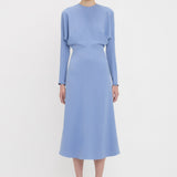 Dolman Midi Dress In Bluebell