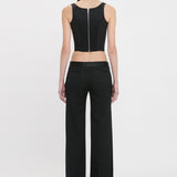 Satin Waistband Trouser In Black