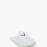 VB Embroidered Towelling Slippers In White