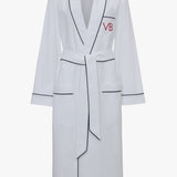 Piping Detail Pyjama Robe In White
