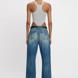 High Leg Bodysuit In Grey Marl