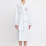 Piping Detail Pyjama Robe In White