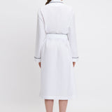 Piping Detail Pyjama Robe In White