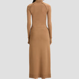 Button Midi Skirt In Camel