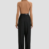 High Neck Jumper In Dark Camel