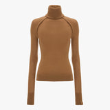 High Neck Jumper In Dark Camel