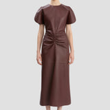 Bela Midi Dress In Burgundy