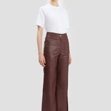 Leather Alina Trouser In Burgundy