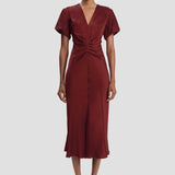 Eve Midi Dress In Burgundy