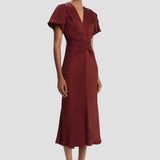 Eve Midi Dress In Burgundy
