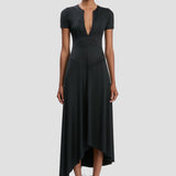 Zipped Front Midi Dress In Black