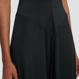 Zipped Front Midi Dress In Black