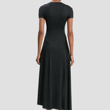 Zipped Front Midi Dress In Black