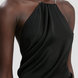Chain Halter Gown In Black