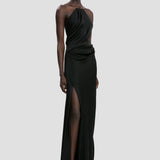 Chain Halter Gown In Black