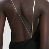 Chain Halter Gown In Black
