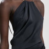 Chain Halter Gown In Navy