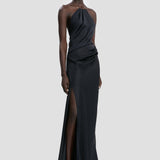 Chain Halter Gown In Navy