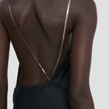 Chain Halter Gown In Navy