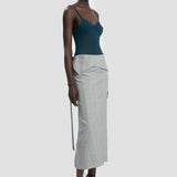 Wrap Skirt In Blue-Grey Check
