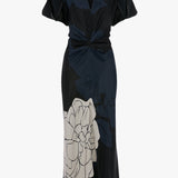 Eve Midi Dress In Dark Navy Floral Print