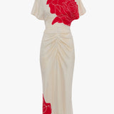 Bela Midi Dress In Red Floral Print