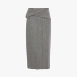 Wrap Skirt In Blue-Grey Check