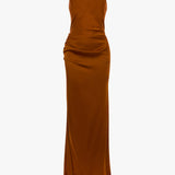 Draped Cami Floor-Length Dress In Bronze
