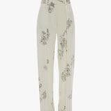 Wide Leg Trouser In Off-White Floral Print