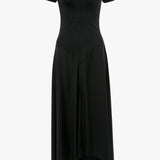 Zipped Front Midi Dress In Black