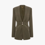 Belted Tailored Jacket In Sage Melange