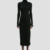 Button Midi Skirt In Black