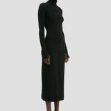 Button Midi Skirt In Black