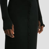 Button Midi Skirt In Black