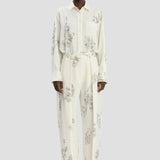 Wide Leg Trouser In Off-White Floral Print