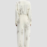 Wide Leg Trouser In Off-White Floral Print