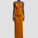 Draped Cami Floor-Length Dress In Bronze