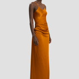 Draped Cami Floor-Length Dress In Bronze