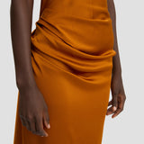 Draped Cami Floor-Length Dress In Bronze